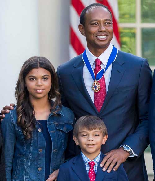 Tiger Woods with his children.